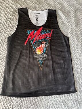 Love Black Miami Heat Mesh Jersey with Red Logo